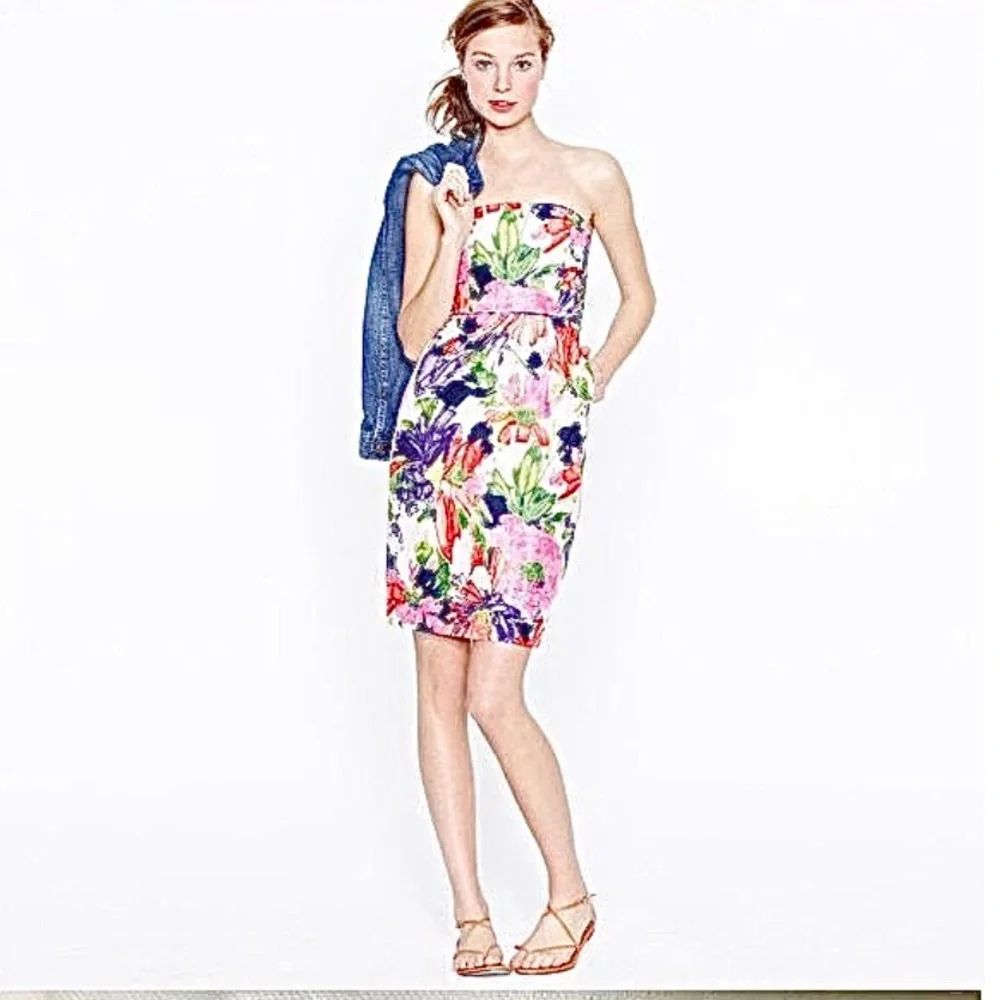 j crew strapless silk dress J. Crew 100% Silk Strapless Cocktail Dress